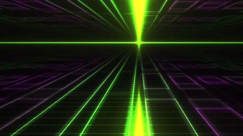 Abstract Neon Grid Tunnel with Bright Light Beam. Stock Footage 334498571