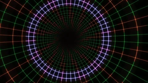 Abstract Neon Grid Tunnel Vortex Animation. Stock Footage 333917992
