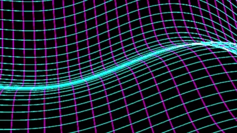 Abstract neon grid wave flowing with kinetic motion and copy space for digi.. Stock Footage 345945188