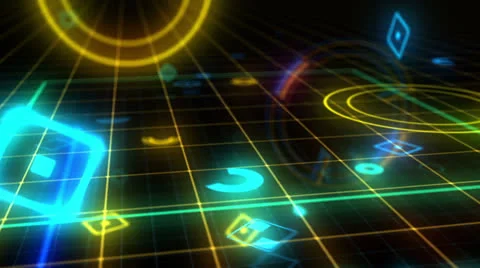 Abstract neon head up display HUD VJ loop Stockbeeldmateriaal 25674367