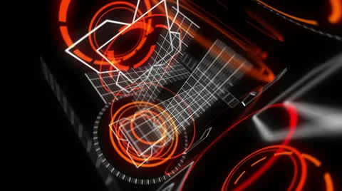 Abstract neon head up display HUD VJ loop Stockbeeldmateriaal 25674905