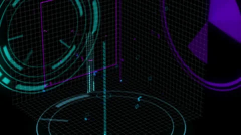 Abstract neon head up display HUD VJ loop Stockbeeldmateriaal 25675176