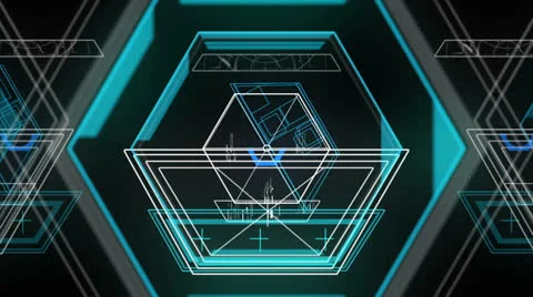 Abstract neon head up display HUD VJ loop Stockbeeldmateriaal 25675208
