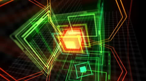 Abstract neon head up display HUD VJ loop Stockbeeldmateriaal 25675253