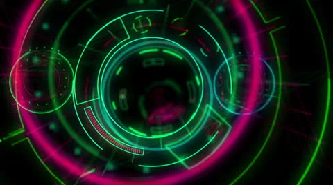 Abstract neon head up display HUD VJ loop Stockbeeldmateriaal 25675265