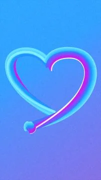 Abstract neon heart shape in glowing blue and pink gradient, symbolizing love Stock Illustration