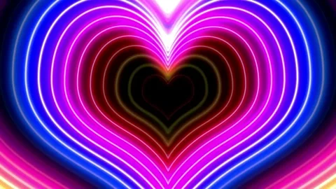 Abstract Neon Heart Tunnel Motion Graphic Stock Footage 336051253