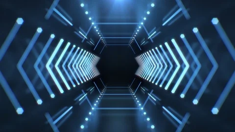 Abstract Neon Hexagon Tunnel animated technology 4K video background. Stock Footage 108971436