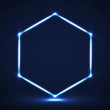 Abstract neon hexagonal with glowing lines. Vector design element Stock Illustration