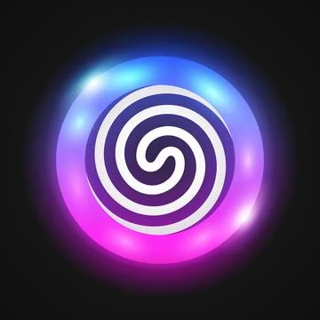 Abstract Neon Hypnotic Round Icon Stock Illustration