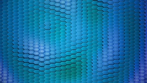 Abstract Neon Ice Blue 3D Hexagon Blocks Seamless Loop Видео 344258024