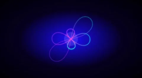 Abstract Neon Infinity Flower Loop - Blue and Purple Spirograph Stock Footage 334720467