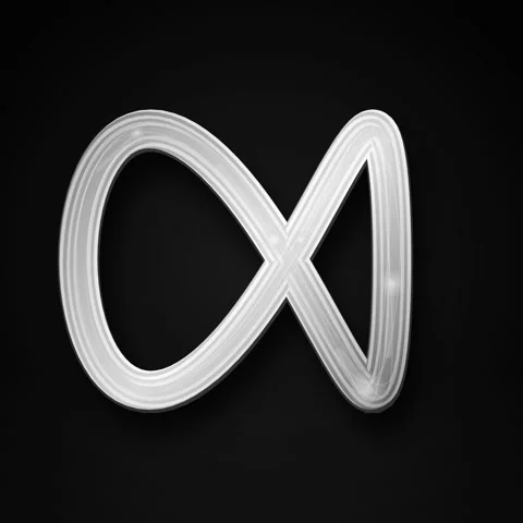 Abstract Neon Infinity Symbol Loop on Dark Background Stockbeeldmateriaal 346283206