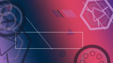 Abstract neon interface panel surrounded by futuristic symbols and glitch l.. Stock Illustration