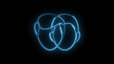 Abstract neon interlocking circles glowing on black background futuristic t.. Stock Footage 312331477