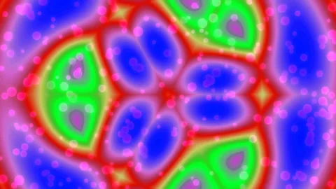 Abstract Neon Kaleidoscope Pattern with Glowing Bokeh Particles Stock Footage 332586578