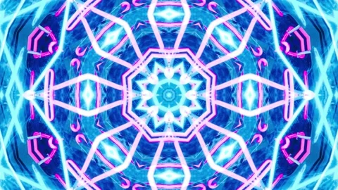 Abstract Neon Kaleidoscope Patterns. 4K Geometric Animation Background Stock Footage 139810875