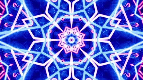 Abstract Neon Kaleidoscope Patterns. 4K Geometric Animation Background Stock Footage 139810879