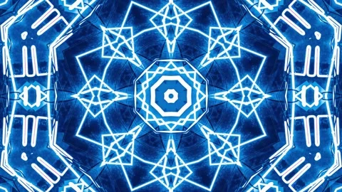 Abstract Neon Kaleidoscope Patterns. 4K Geometric Animation Background. Stock Footage 140744433