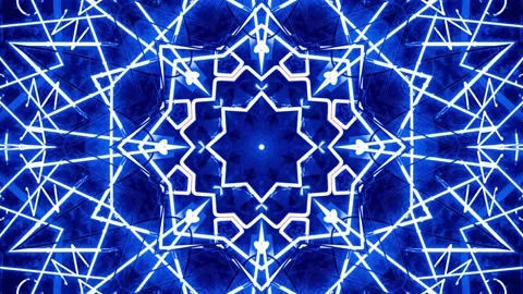 Abstract Neon Kaleidoscope Patterns. 4K Geometric Animation Background. Stock Footage 140744436