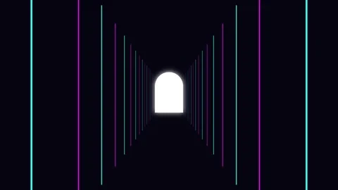 Abstract neon laser corridor with glowing archway looping digital backgroun.. Vidéo 344021852