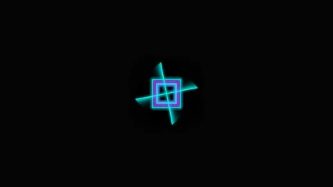 Abstract neon laser light animation with square shape glowing on a black ba.. Stock Footage 341658492