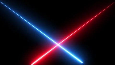 Abstract neon laser light beams crossing in dark space with dynamic motion .. Stock-Footage 335493573