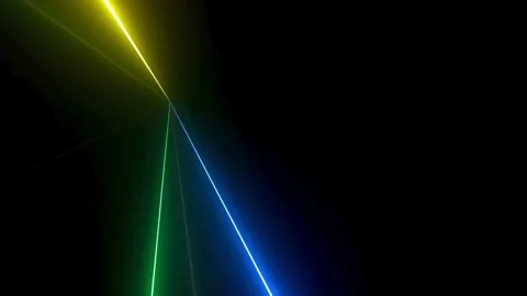 Abstract neon laser light beams moving in dark space Stock Footage 336050955