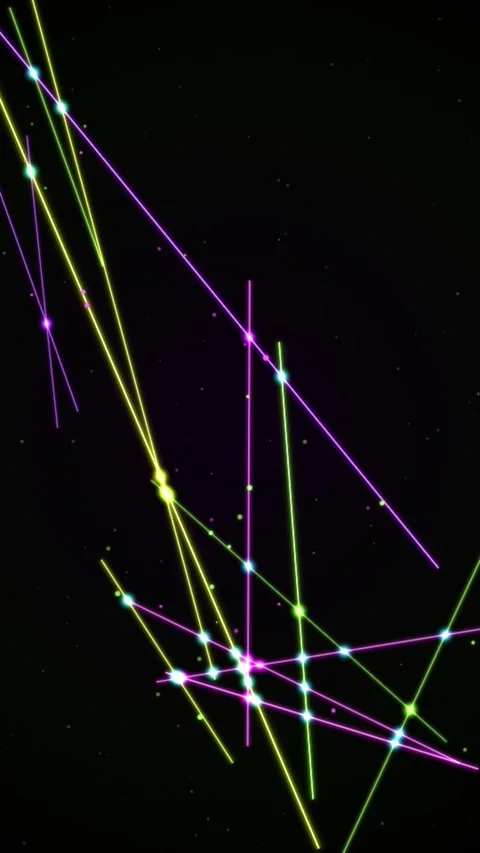Abstract neon laser lines and glowing lights in dark space video Stock Footage 345242990