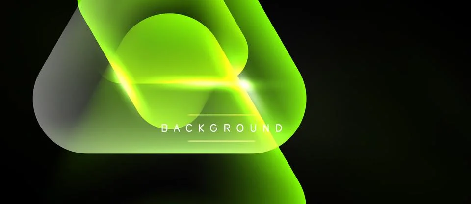 Abstract neon layers create dynamic glowing effect. Dark background emphasize Stock Illustration