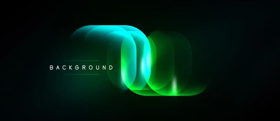 Abstract neon layers create dynamic flow. Dark background emphasizes vibrant 库存插图