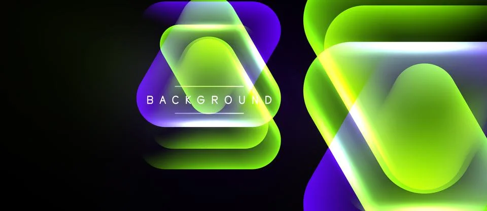 Abstract neon layers create dynamic visual effect. Bright gradients, rounded Stock Illustration