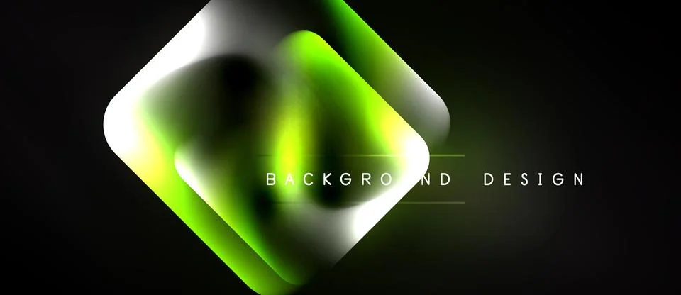 Abstract neon layers create dynamic glowing square. Vivid green hues dominate Stock Illustration