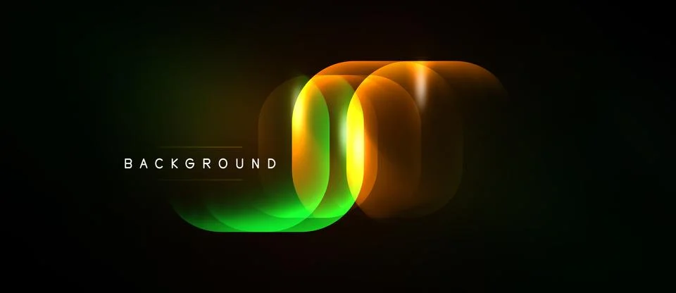 Abstract neon layers create flowing shape. Gradient colors blend, forming Ilustración de archivo