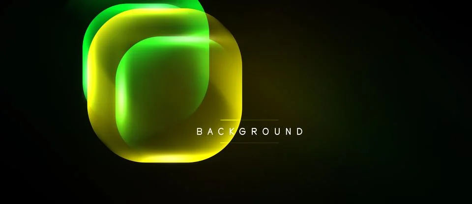 Abstract neon layers create glowing shape on black background. Modern design 库存插图