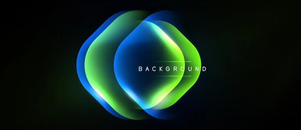 Abstract neon layers create glowing geometric shape. Dark background emphasiz 库存插图