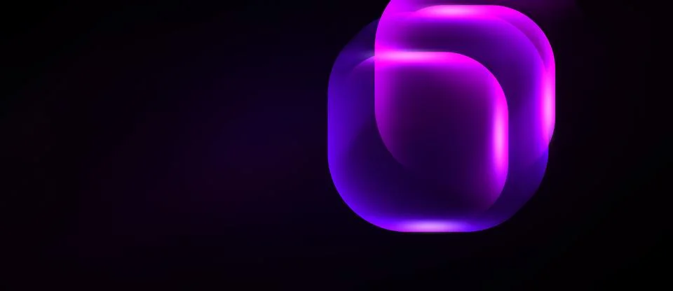 Abstract neon layers create luminous square shapes. Dark background emphasize イラスト素材
