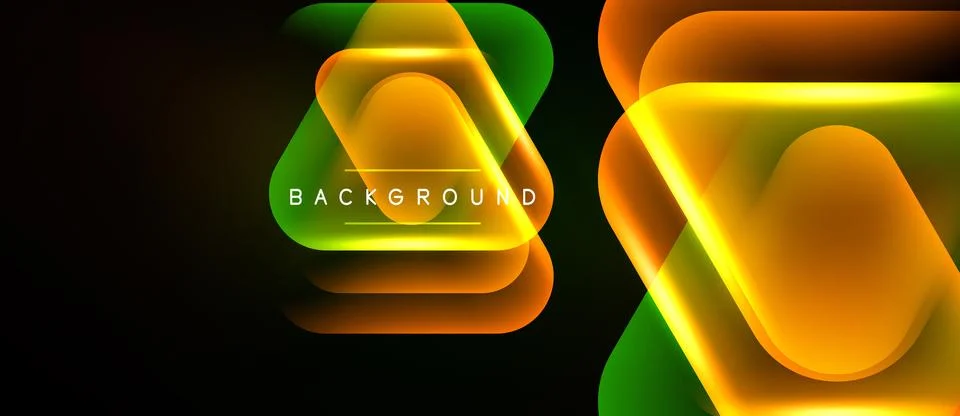 Abstract neon layers create vibrant geometric shapes. Glowing lines form dy.. イラスト素材