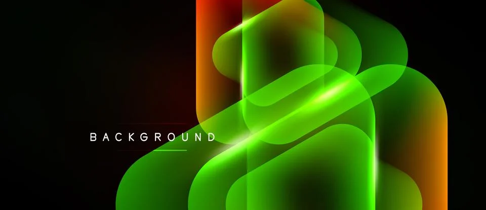Abstract neon layers create vibrant, flowing design. Dark background emphasiz イラスト素材