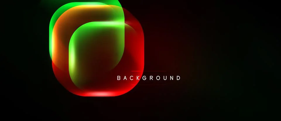 Abstract neon layers create vibrant circular design. Dark background emphasiz Stock Illustration