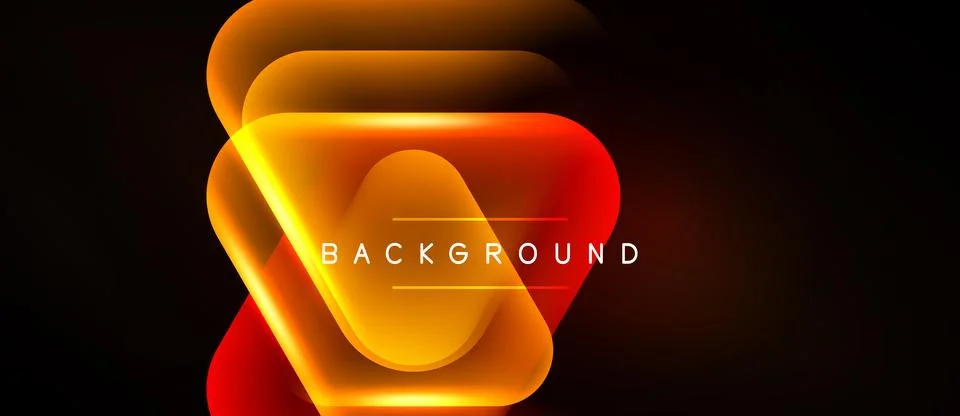 Abstract neon layers create vibrant geometric shape. Orange, yellow hues Stock Illustration