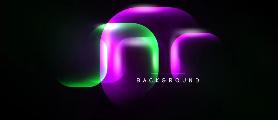 Abstract neon layers create vibrant curves. Gradient colors blend, forming Ilustración de archivo