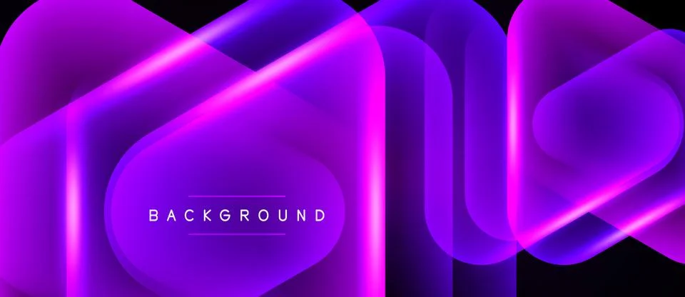 Abstract neon layers create vibrant, flowing shapes. Purple hues dominate d.. Stockillustratie