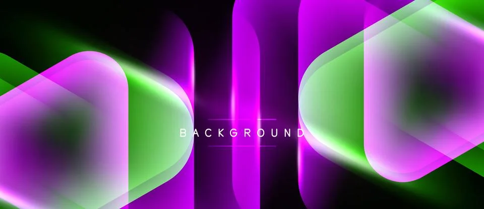 Abstract neon layers create vibrant, dynamic background. Gradient colors blen Stock Illustration
