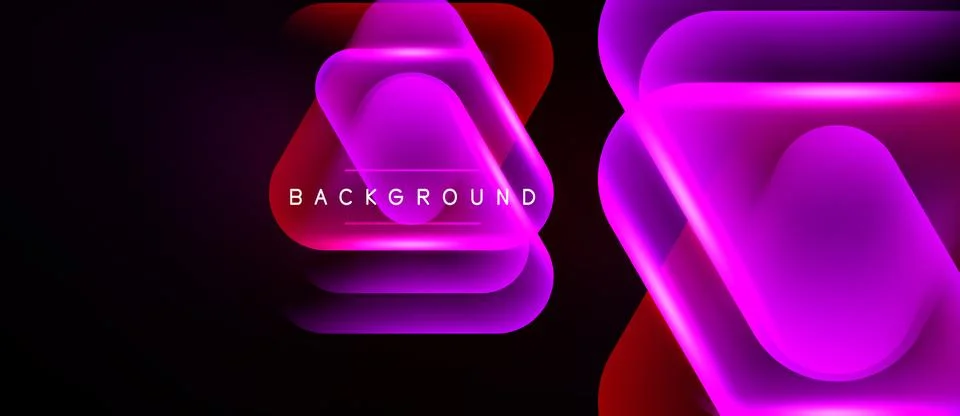 Abstract neon layers overlap, creating vibrant red, purple glow. Dark backg.. イラスト素材