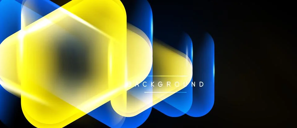 Abstract neon layers overlap, creating vibrant geometric design. Bright yello イラスト素材