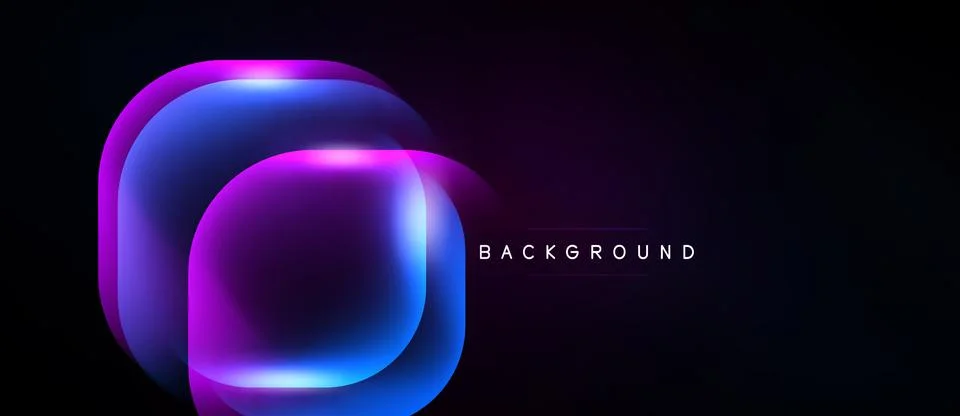 Abstract neon layers overlap creating vibrant glow. Dark background emphasize Stock Illustration