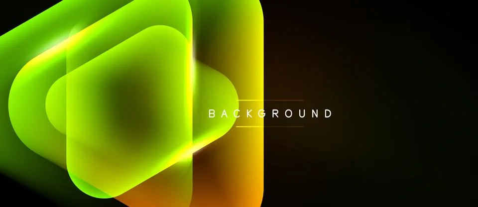 Abstract neon layers overlap, creating vibrant glow. Dark background emphasiz Stockillustratie