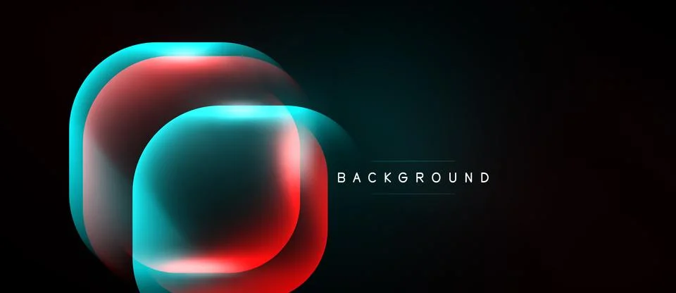 Abstract neon layers overlap creating vibrant glow. Dark background emphasize 스톡 일러스트
