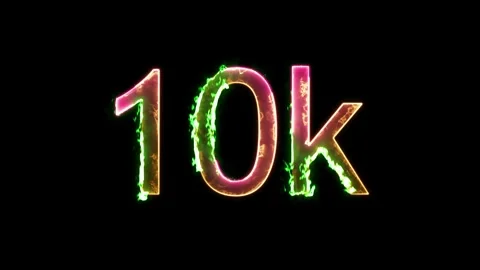 Abstract Neon Letter 10 k Icon, realistic isolated bright neon text of 10k .. Stock Footage 307550848